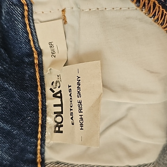 Rolla's Eastcoast High Rise Skinny Blue Jean Denim Distressed Original Blue 8 26 - Picture 11 of 16